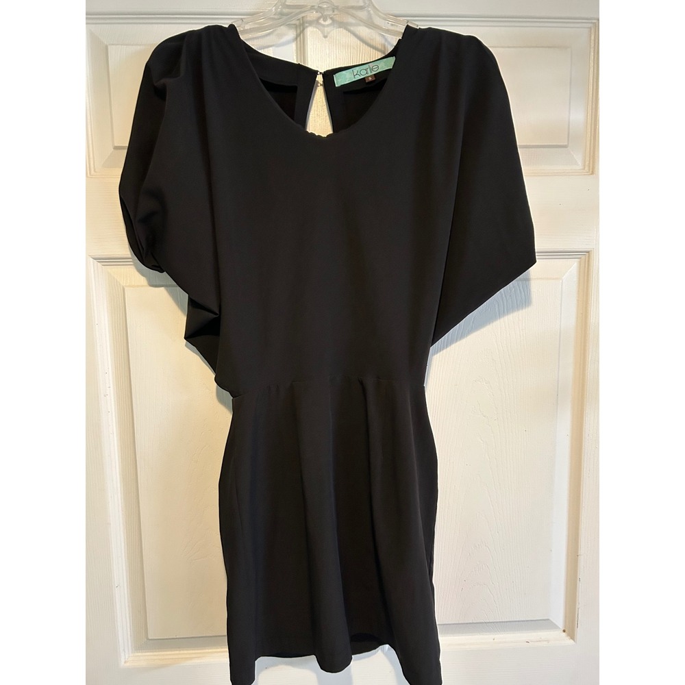Flutter Sleeve Keyhole Dress Karlie Black Open Back  Mini‎ Dress  Cocktail Party